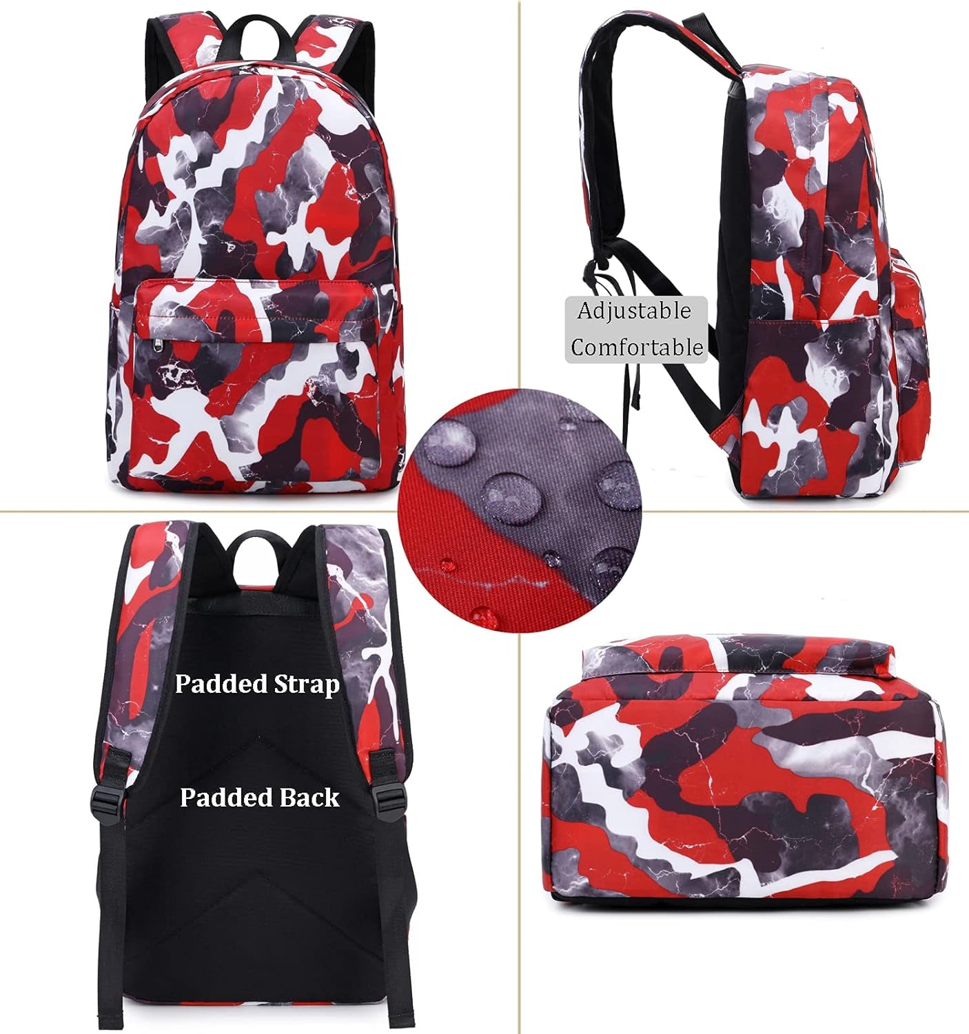 Boy/Girl School Backpack Set Camouflage Bookbags School Bags for Elementary Middle School