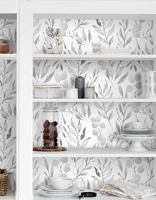 Load image into Gallery viewer, Peel and Stick Wallpaper Floral Wallpaper Gray Leaf Self Adhesive Wallpaper,17.7 in X 590 In
