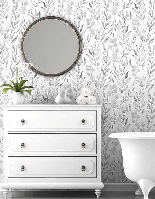 Load image into Gallery viewer, Peel and Stick Wallpaper Floral Wallpaper Gray Leaf Self Adhesive Wallpaper,17.7 in X 590 In
