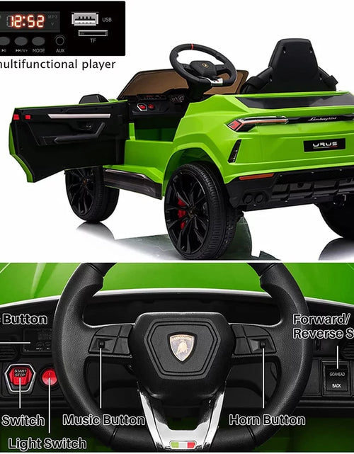 Load image into Gallery viewer, Lamborghini Urus 12V Electric Powered Ride on Car Toys for Girls Boys, Green Kids Electric Vehicles Ride on Toys with Remote Control, Foot Pedal, MP3 Player and LED Headlights, CL61
