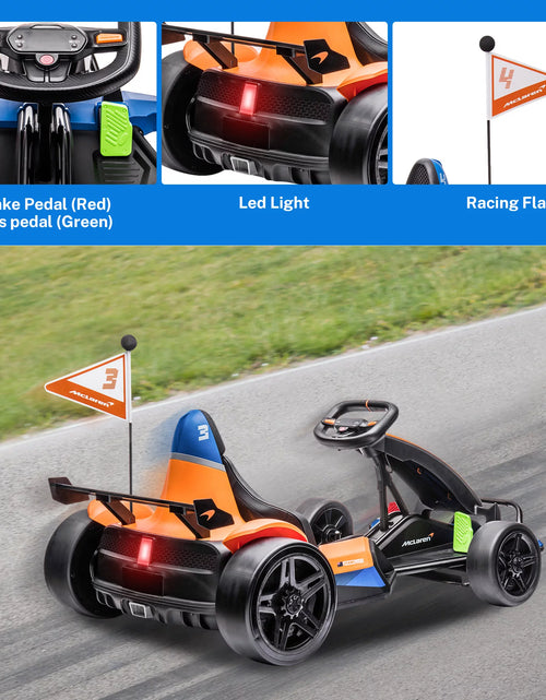 Load image into Gallery viewer, Licensed Mclaren Kids Go Kart, 24V Battery Powered Ride on Car Toy with Bluetooth Function, Safety Belt, LED Lights, Two-Mode Electric Go Cart, Drift Racer Car for Boys Girls
