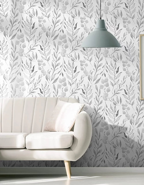 Load image into Gallery viewer, Peel and Stick Wallpaper Floral Wallpaper Gray Leaf Self Adhesive Wallpaper,17.7 in X 590 In
