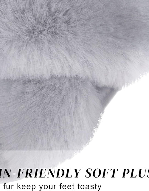 Load image into Gallery viewer, Women&#39;S Cross Band Slippers Soft Plush Furry Cozy Open Toe House Shoes Indoor Outdoor Faux Rabbit Fur Warm Comfy Slip on Breathable
