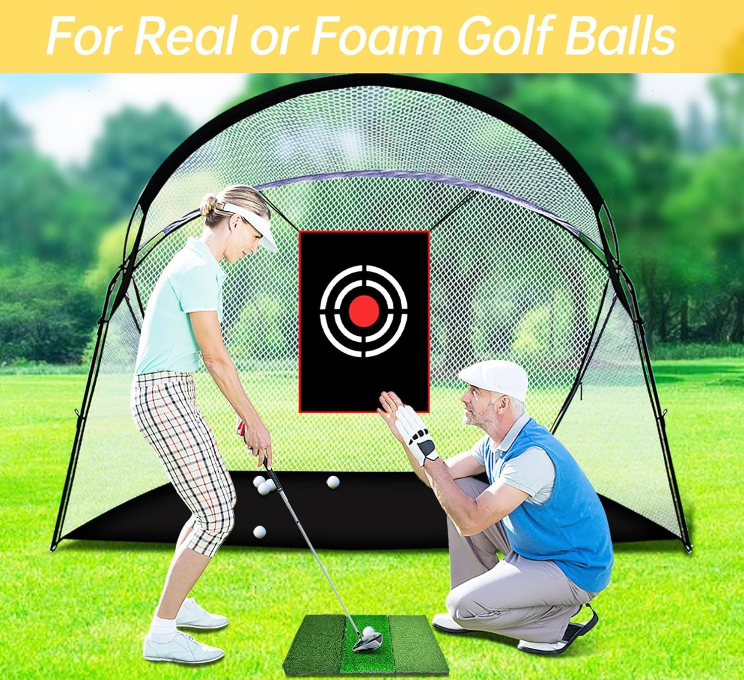 Golf Net,Golf Net Backyard Driving,Golf Driving Range,Golf Swing Net,Heavy Duty Golf Practice Net,Golf Practice Hitting Net,Quick Setup Golf Net with Target Cloth and Carry Bag(Style Optional)