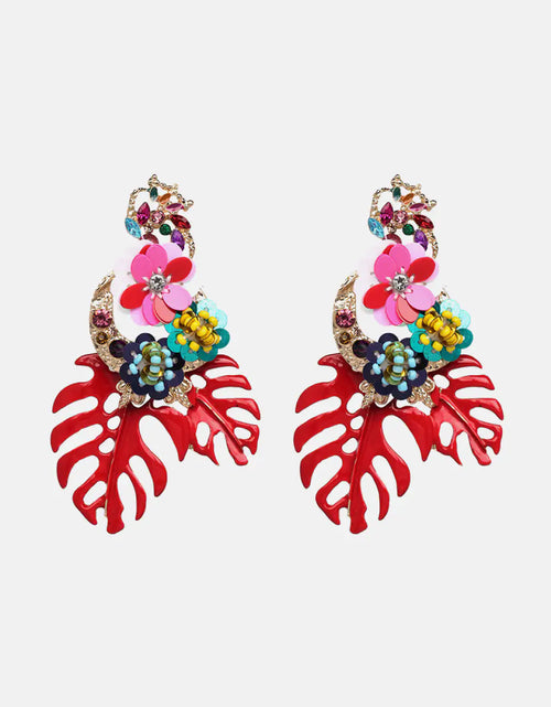 Load image into Gallery viewer, Leaf &amp; Flower Shape Zinc Alloy Dangle Earrings
