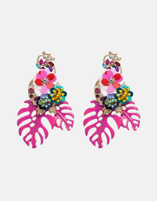 Load image into Gallery viewer, Leaf &amp; Flower Shape Zinc Alloy Dangle Earrings
