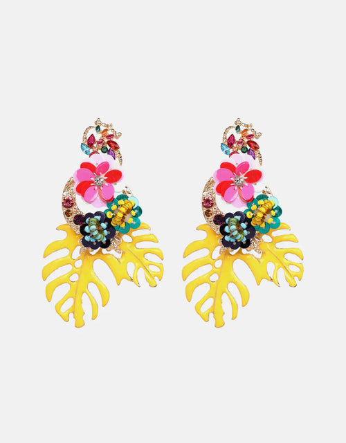 Load image into Gallery viewer, Leaf &amp; Flower Shape Zinc Alloy Dangle Earrings
