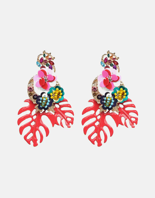 Load image into Gallery viewer, Leaf &amp; Flower Shape Zinc Alloy Dangle Earrings
