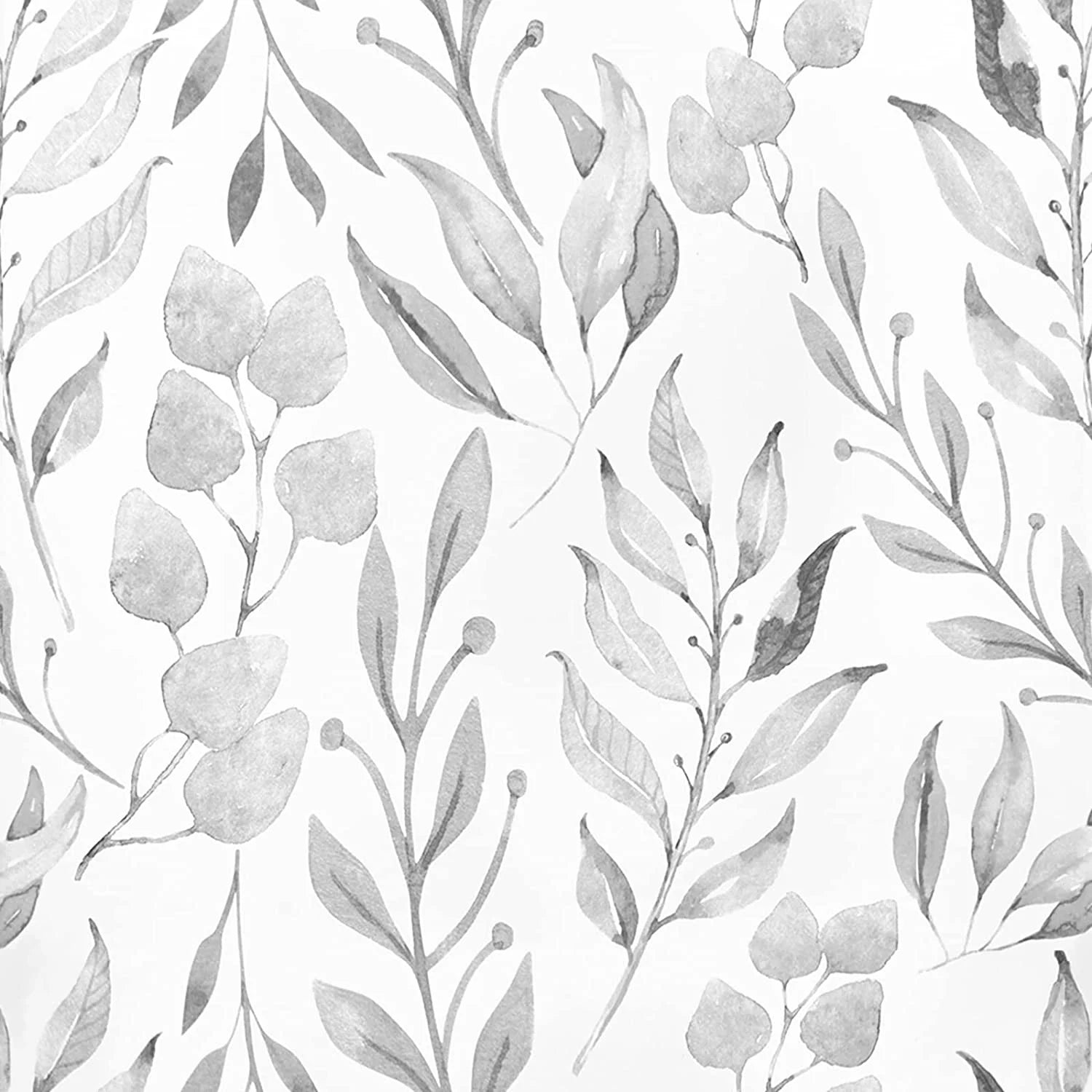 Peel and Stick Wallpaper Floral Wallpaper Gray Leaf Self Adhesive Wallpaper,17.7 in X 590 In