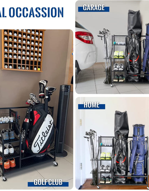 Load image into Gallery viewer, Golf Storage Garage Organizer, Golf Bag Storage Stand and Other Golfing Equipment Rack, Extra Storage Rack for Golf Clubs
