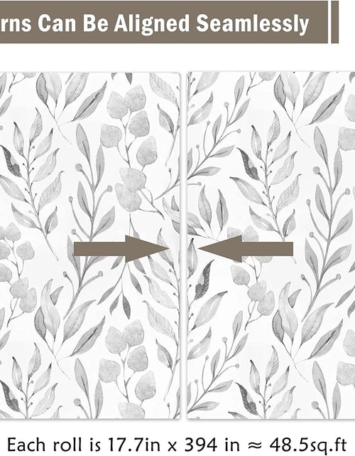 Load image into Gallery viewer, Peel and Stick Wallpaper Floral Wallpaper Gray Leaf Self Adhesive Wallpaper,17.7 in X 590 In
