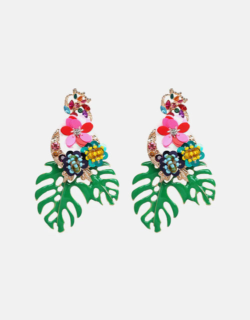 Load image into Gallery viewer, Leaf &amp; Flower Shape Zinc Alloy Dangle Earrings
