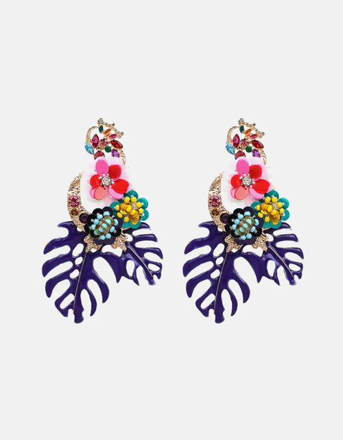 Load image into Gallery viewer, Leaf &amp; Flower Shape Zinc Alloy Dangle Earrings
